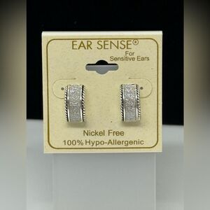 Ear Sense Silver Tone 3/4 Inch Post Sparkly Earrings